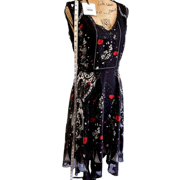 Piccione Piccione by Silvian Heach Black Floral Midi Sleeveless Dress Sz L - Picture 5 of 16